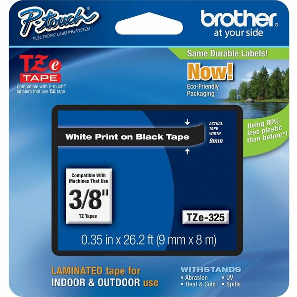 Brother International White on Black 3 8'' Tape TZE325